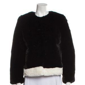 Saks Fifth Avenue Faux Fur Color Block Jacket